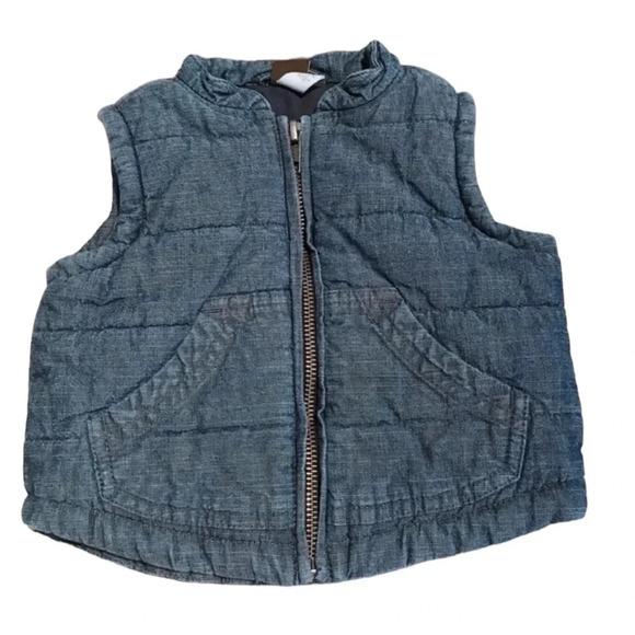Anthropologie Tea Collection Denim Puffy Zip Up Vest Size 6-12 mos
100% Cotton - Picture 1 of 9